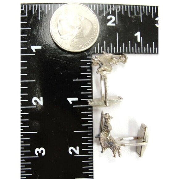 Vintage Sarah Coventry 3D Man & Dog Shepard Boy & Collie Silver Tone Cufflinks - Picture 6 of 11